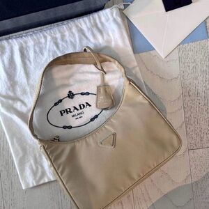 Prada Nylon Shoulder Bag in Beige